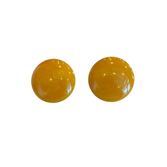 BAKELITE ESTATE BUTTERSCOTCH TESTED  DOMED 1- 1/8" CLIP EARRINGS A1016 - Picture 3 of 3
